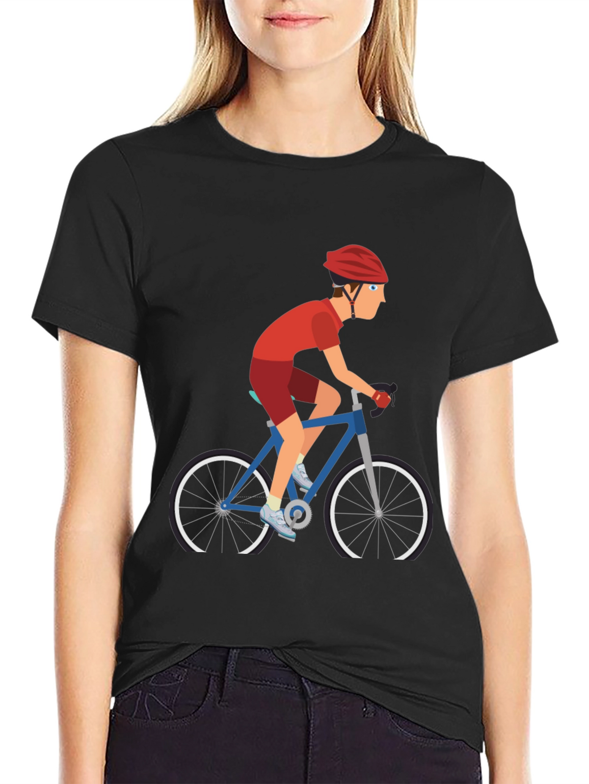 Cyclist Graphic Tee - Black Cotton T-Shirt