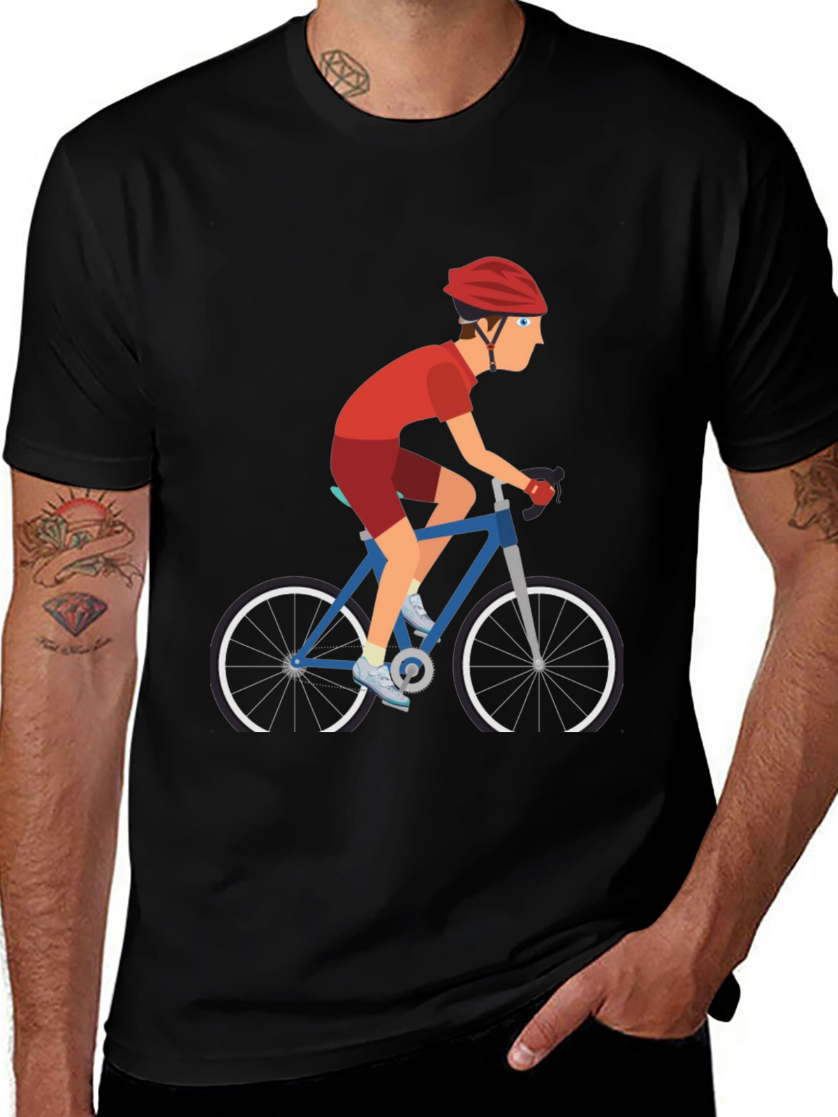 Cyclist Graphic Tee - Black Cotton T-Shirt