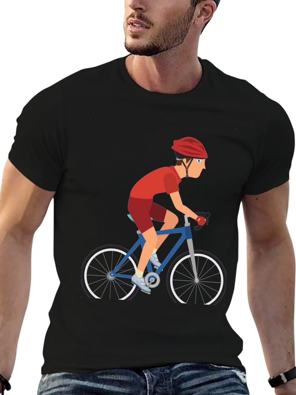 Cyclist Graphic Tee - Black Cotton T-Shirt