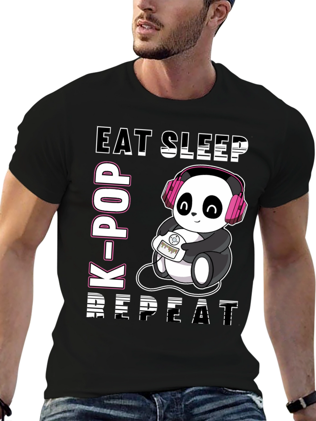 Eat Sleep K-Pop Repeat Panda T-Shirt