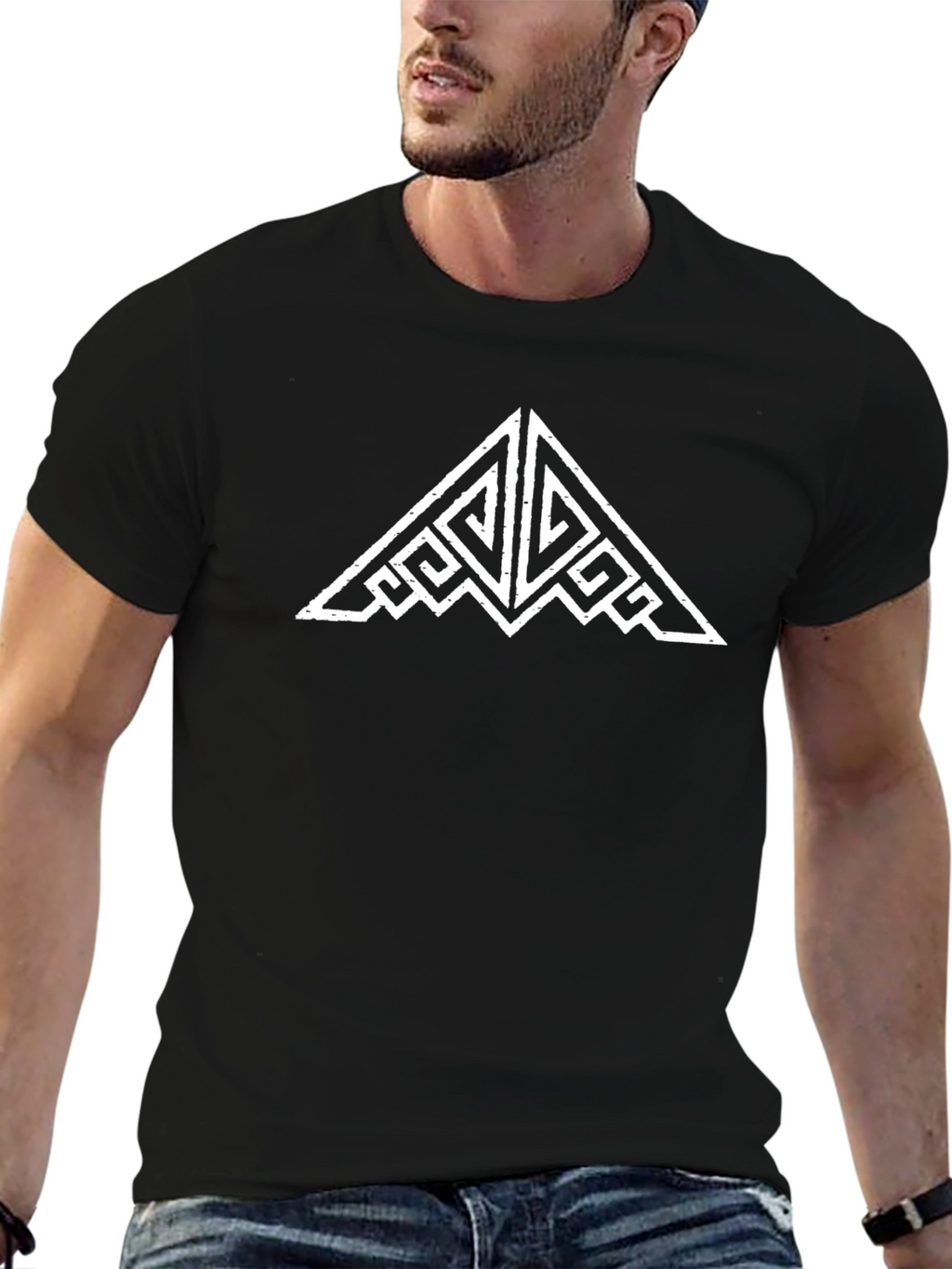 Geometric Tribal T-Shirt - Black