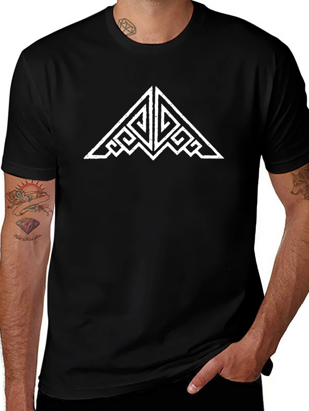 Geometric Tribal T-Shirt - Black