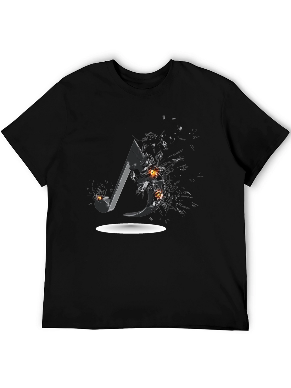 Shattered Music Note Graphic Tee - Black