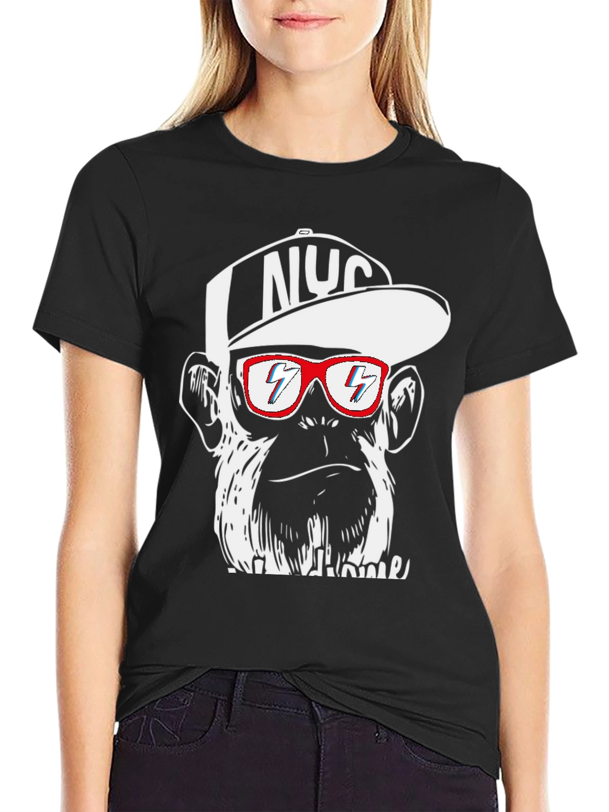 Cool Monkey Graphic Tee - Black Crewneck
