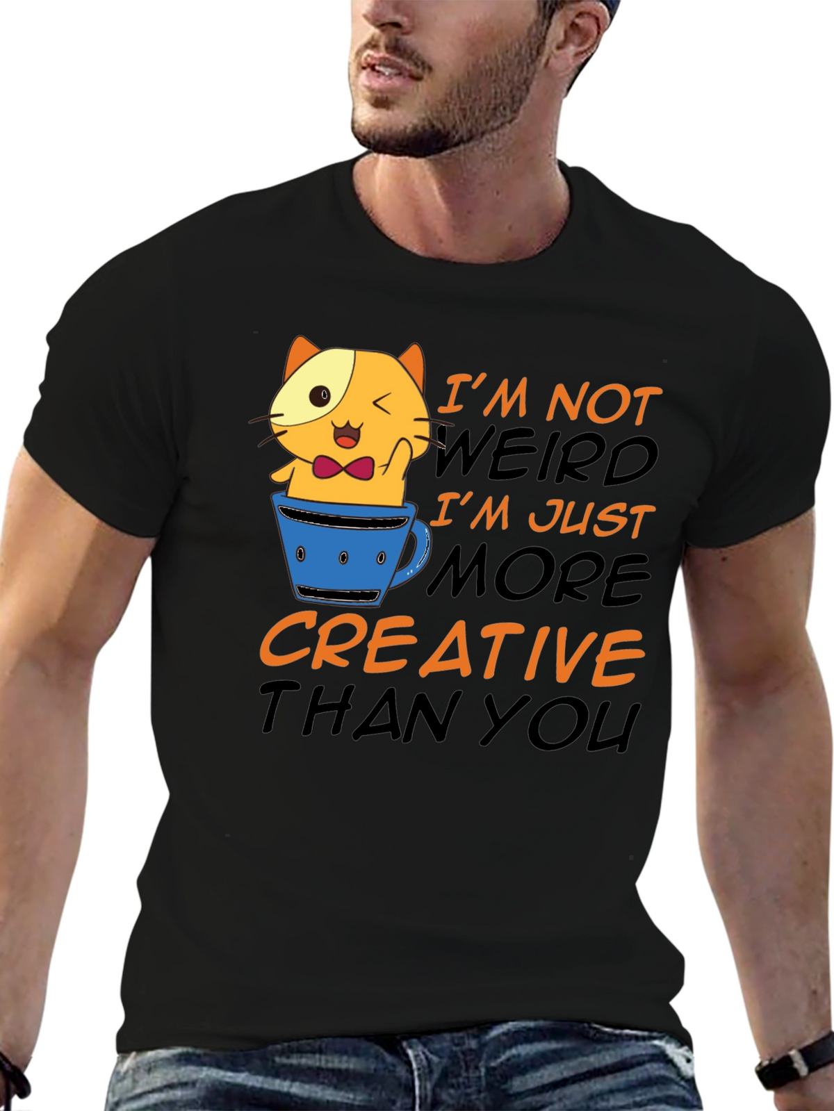 Creative Cat T-Shirt - Funny Graphic Tee
