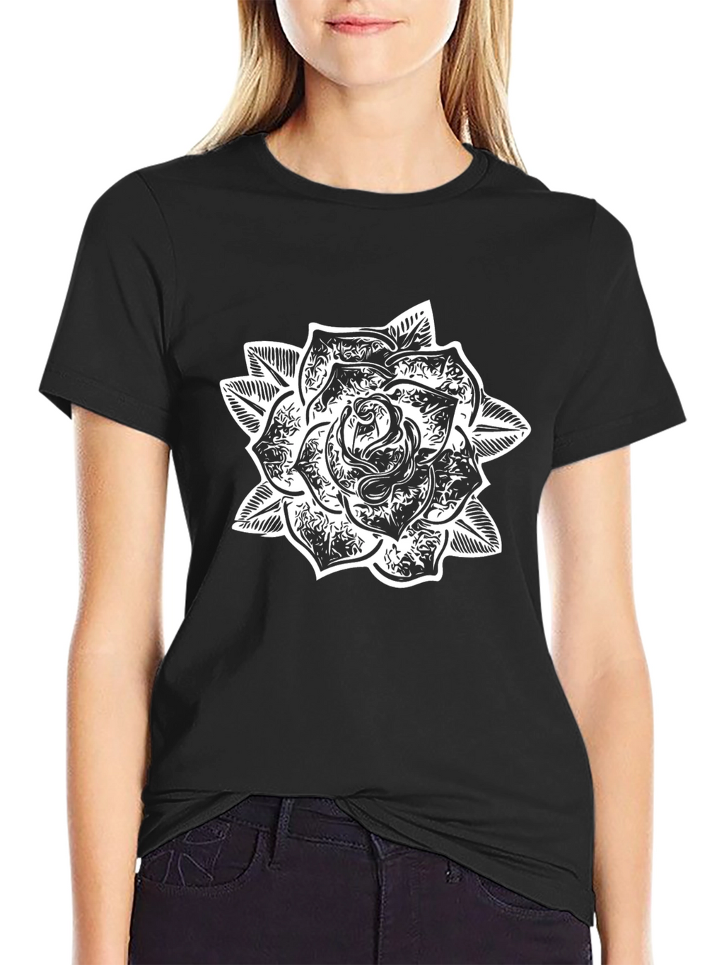 Black Rose Graphic Tee - Casual Comfort