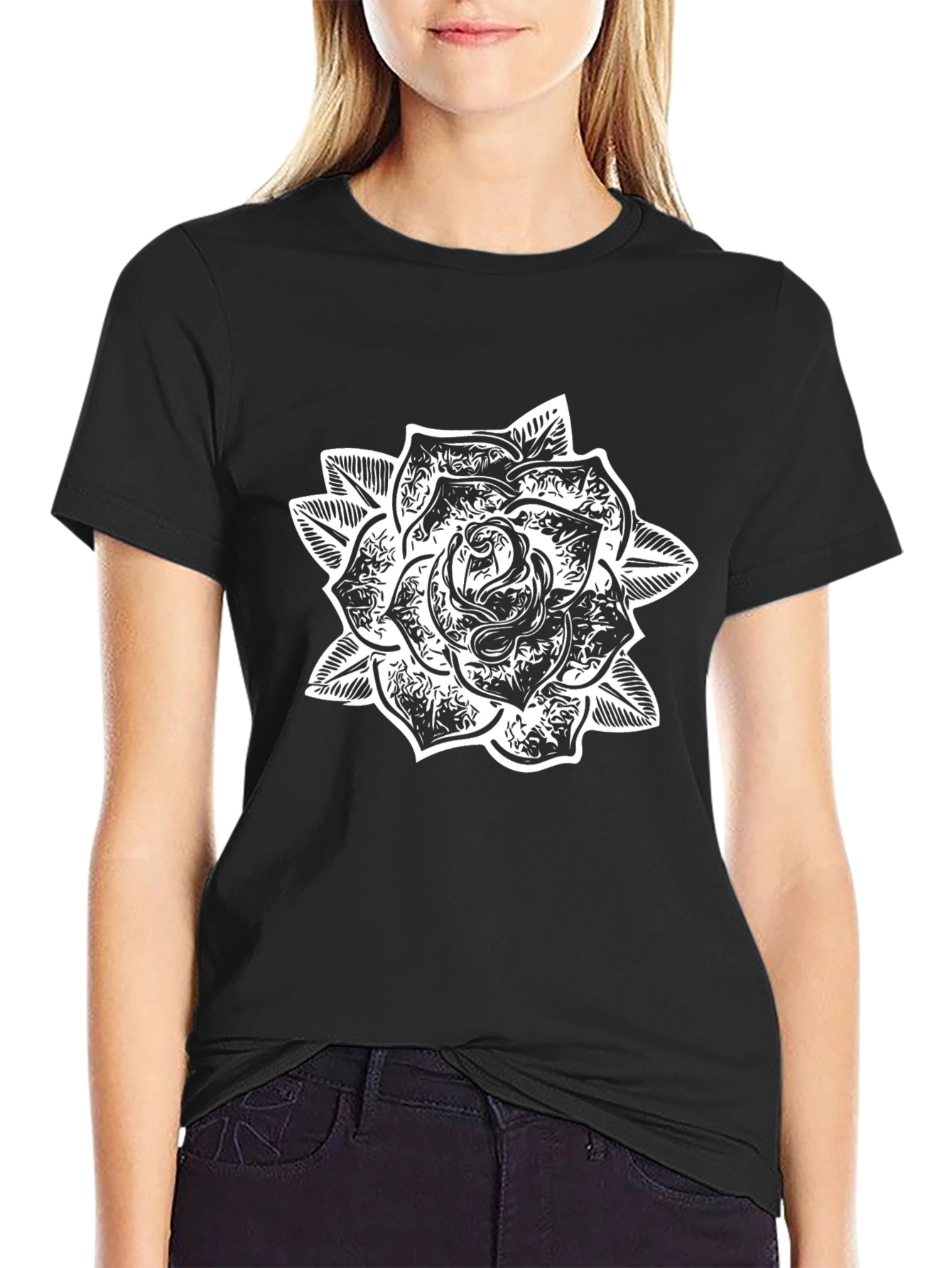 Black Rose Graphic Tee - Casual Comfort