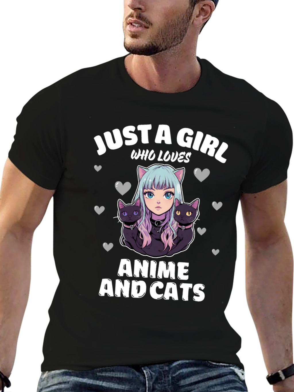 Anime and Cats T-Shirt: Just a Girl Who Loves