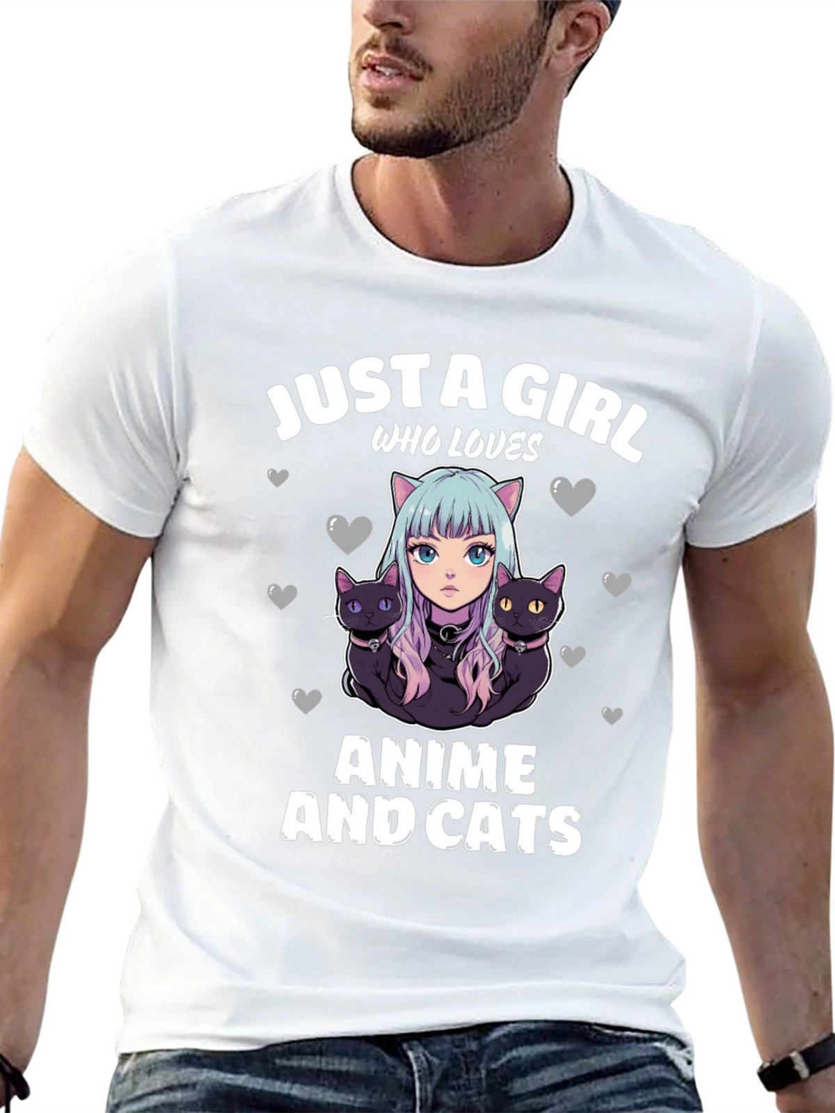 Anime and Cats T-Shirt: Just a Girl Who Loves