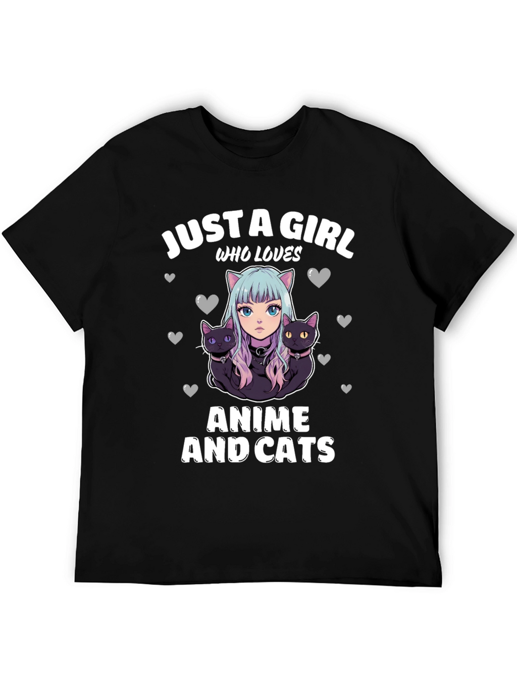 Anime and Cats T-Shirt: Just a Girl Who Loves