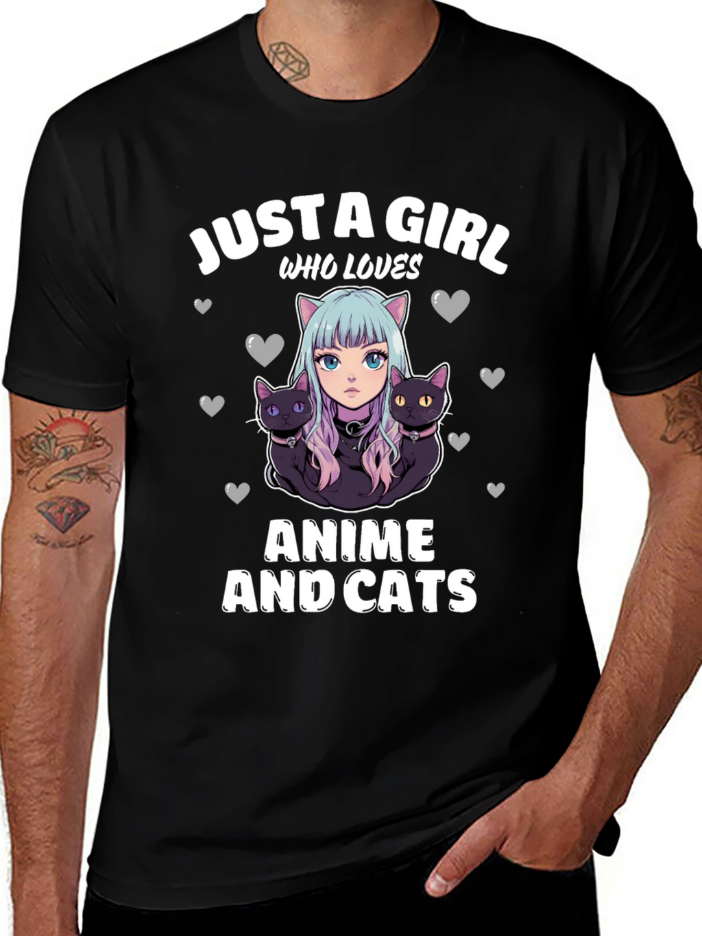 Anime and Cats T-Shirt: Just a Girl Who Loves