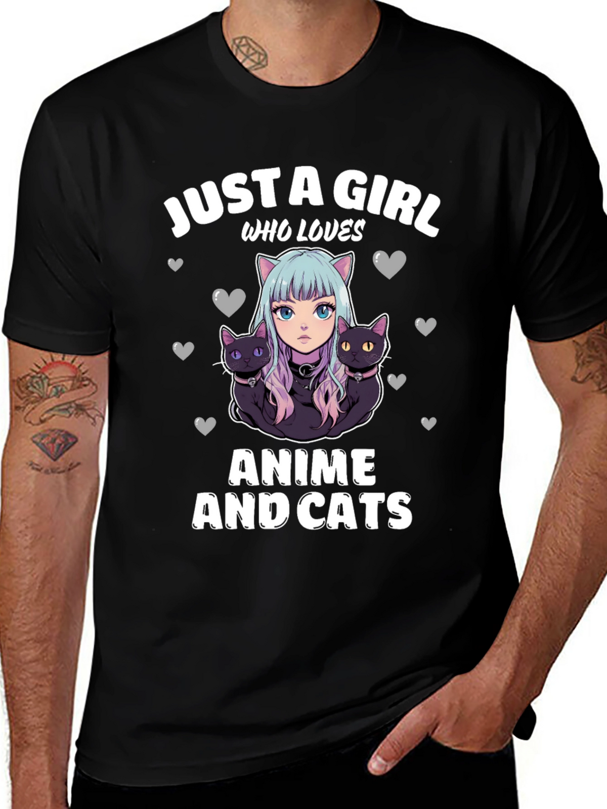 Anime and Cats T-Shirt: Just a Girl Who Loves