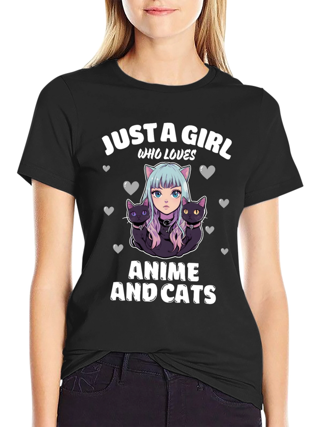 Anime and Cats T-Shirt: Just a Girl Who Loves
