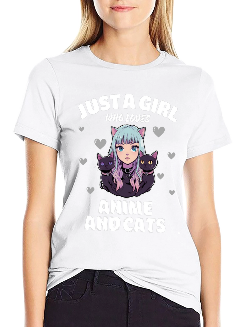 Anime and Cats T-Shirt: Just a Girl Who Loves