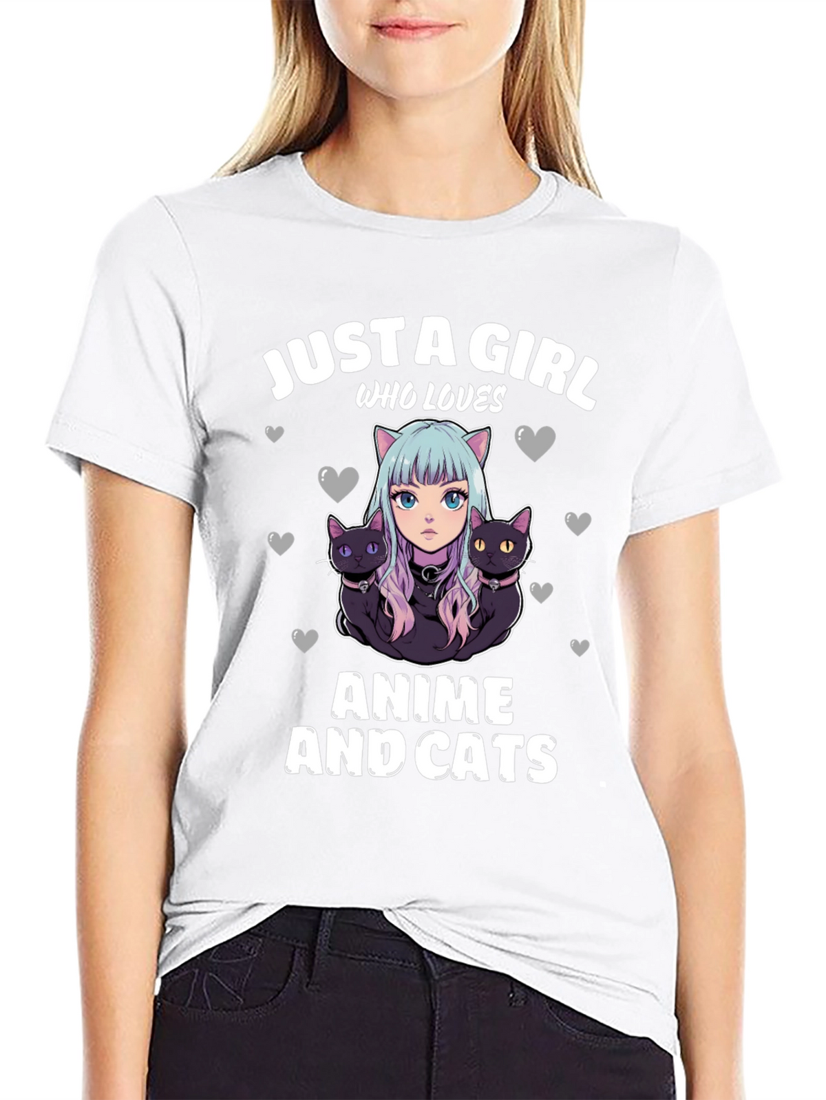 Anime and Cats T-Shirt: Just a Girl Who Loves