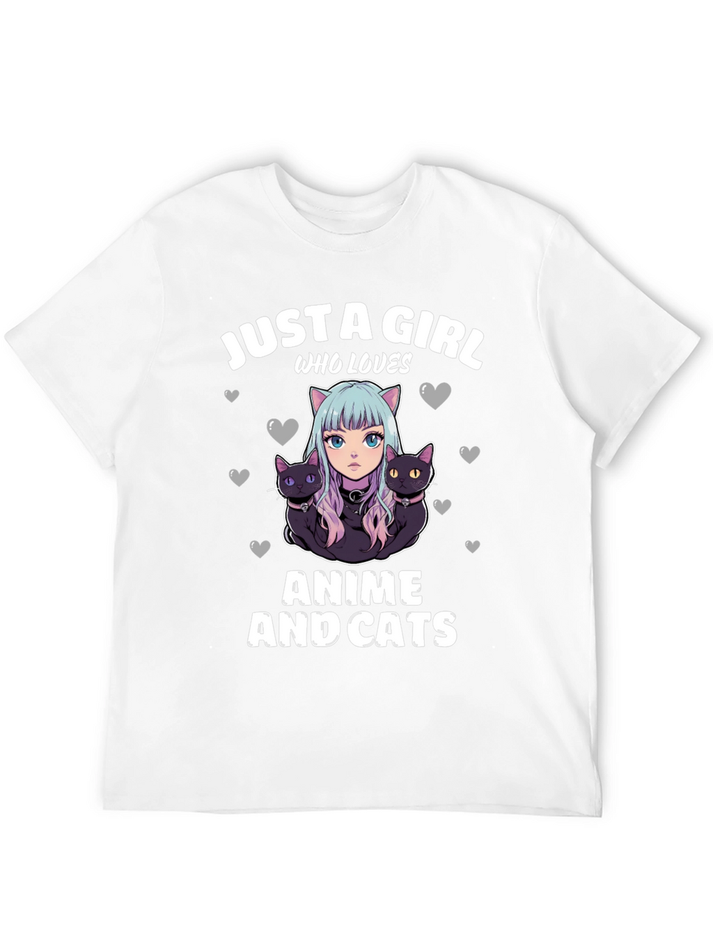 Anime and Cats T-Shirt: Just a Girl Who Loves