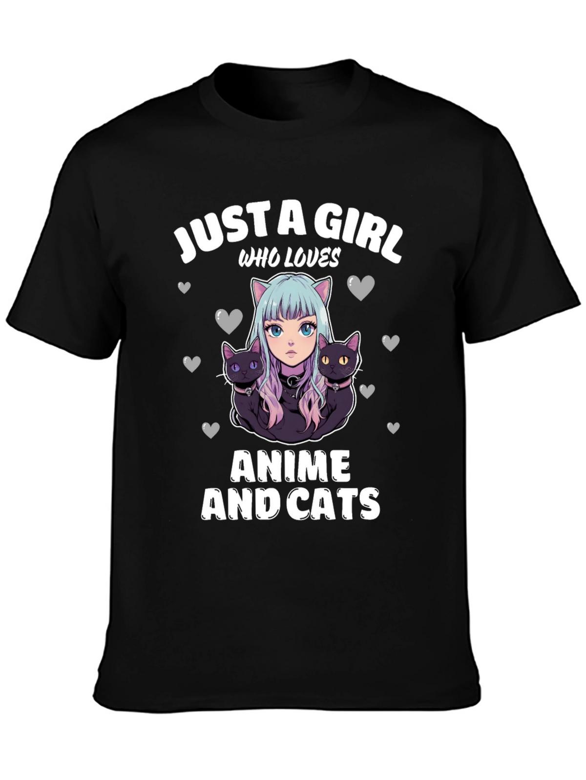 Anime and Cats T-Shirt: Just a Girl Who Loves