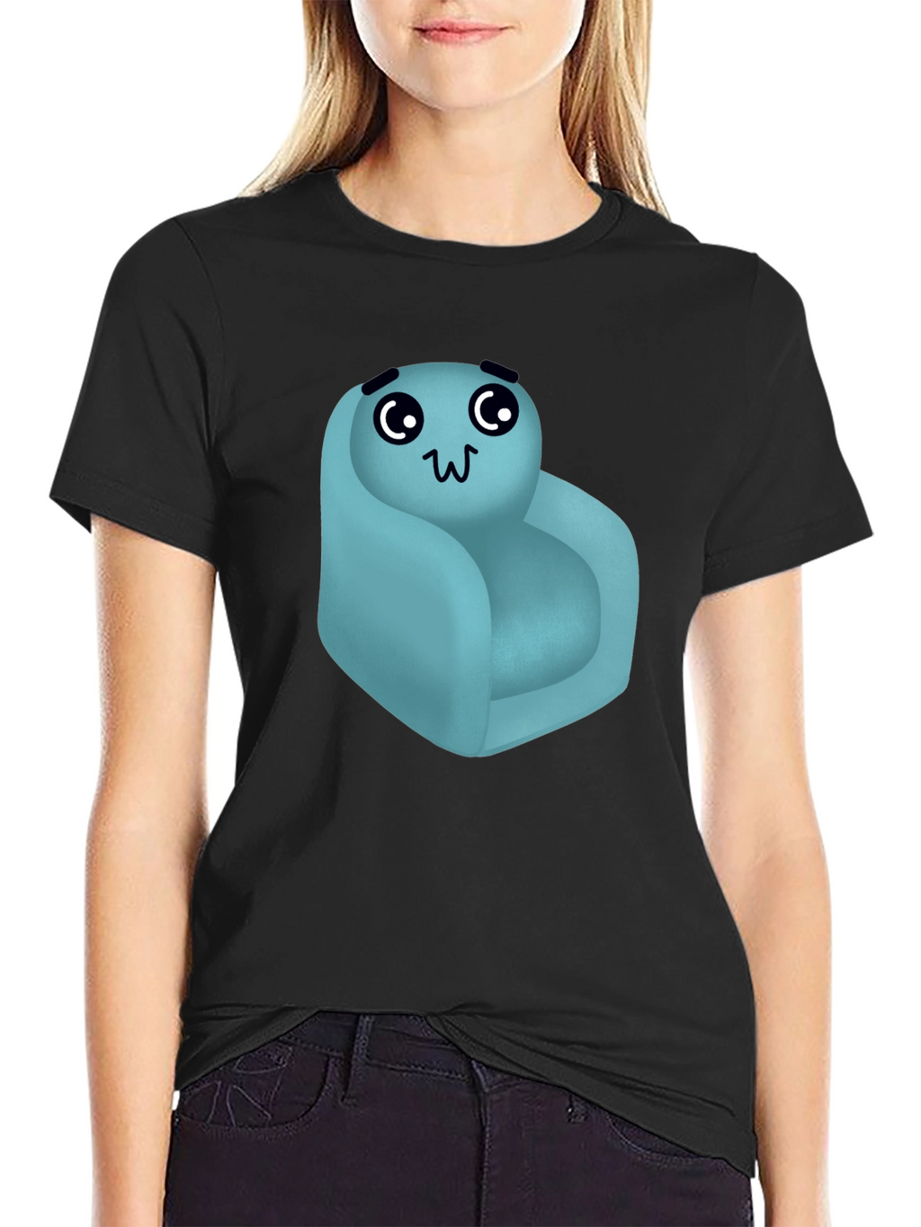Cute Couch Character Black T-Shirt