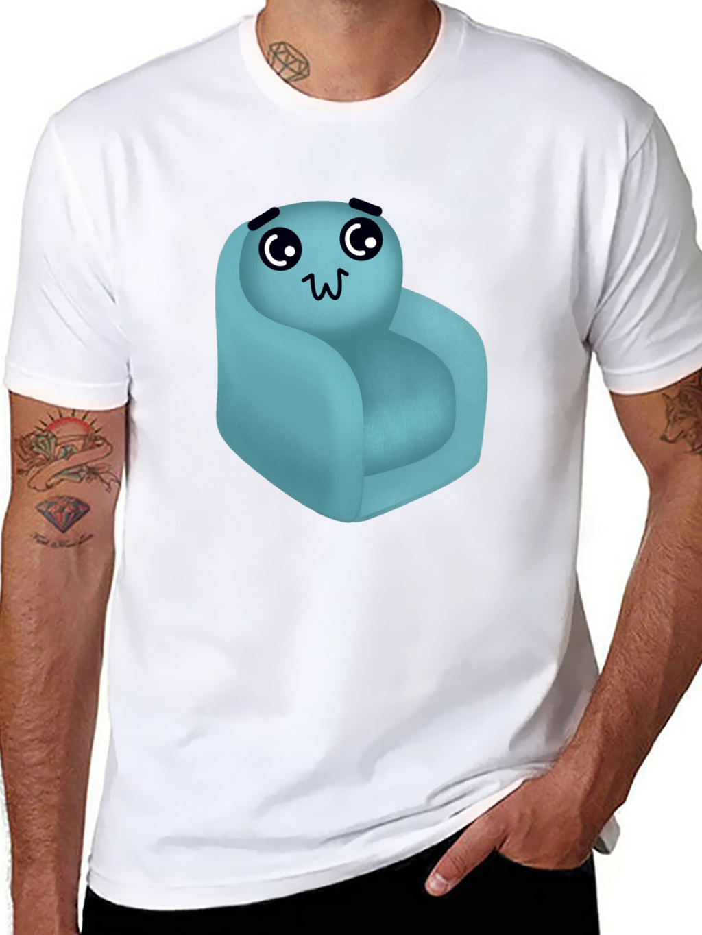 Cute Couch Character Black T-Shirt