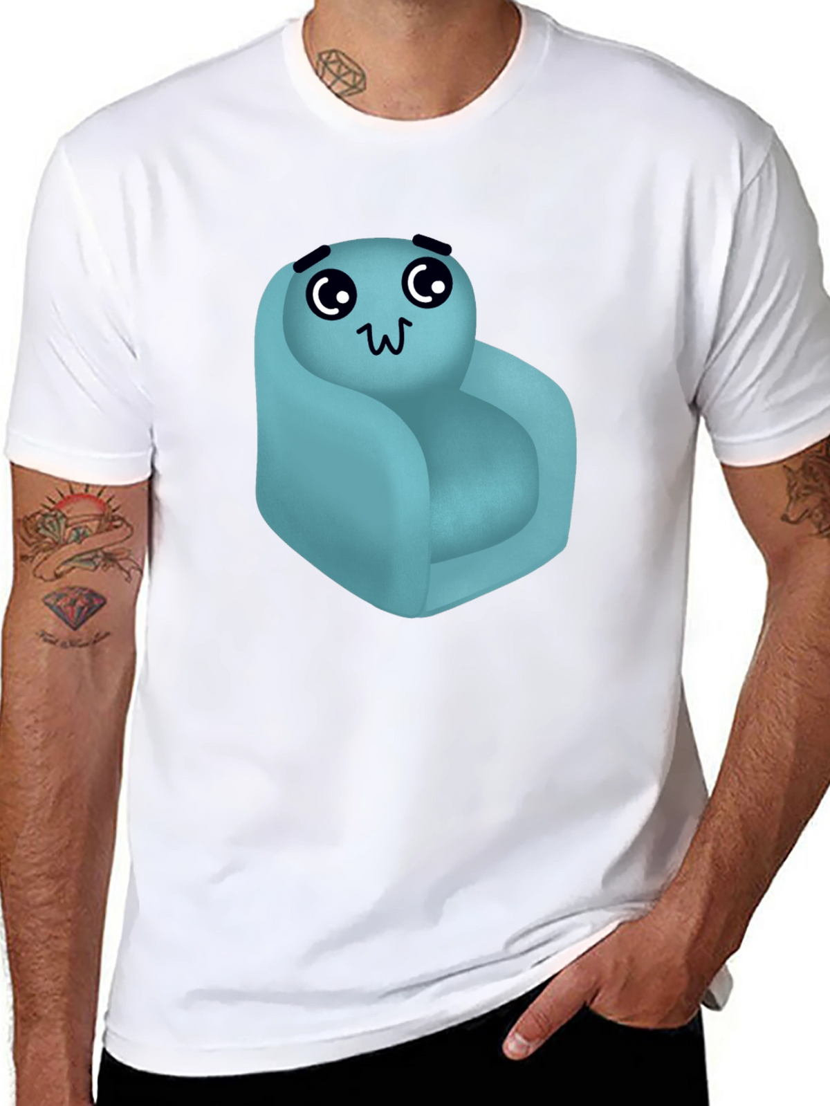 Cute Couch Character Black T-Shirt