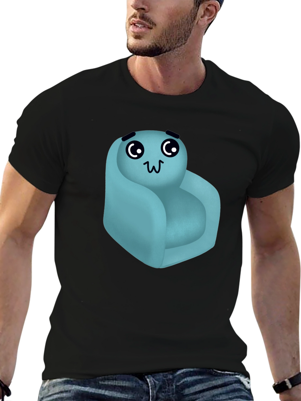 Cute Couch Character Black T-Shirt