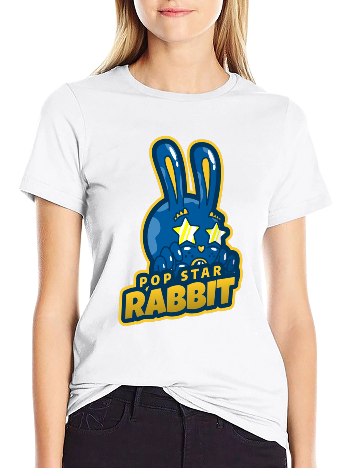 Pop Star Rabbit Graphic T-Shirt - Unique Design