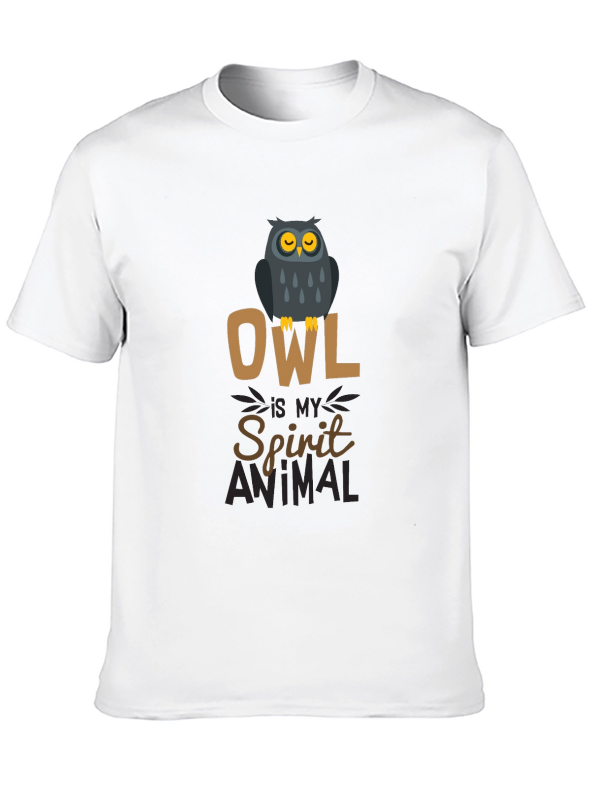 Owl Spirit Animal Black Cotton Graphic T-Shirt