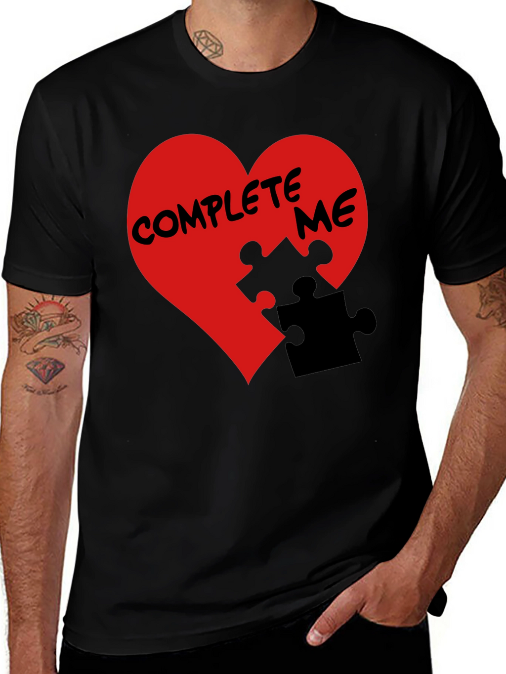 Complete Me Heart Puzzle Piece Graphic Tee