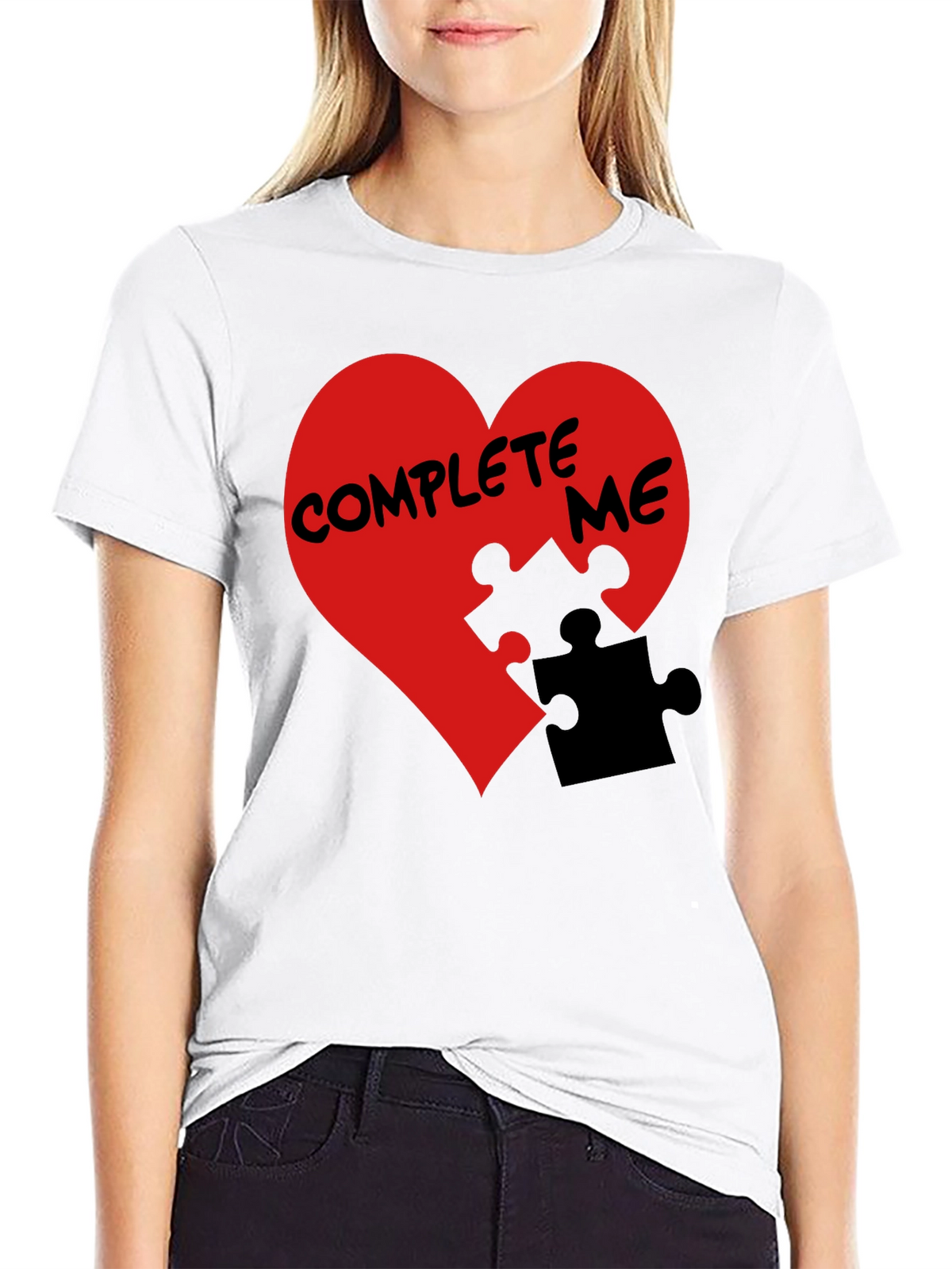 Complete Me Heart Puzzle Piece Graphic Tee