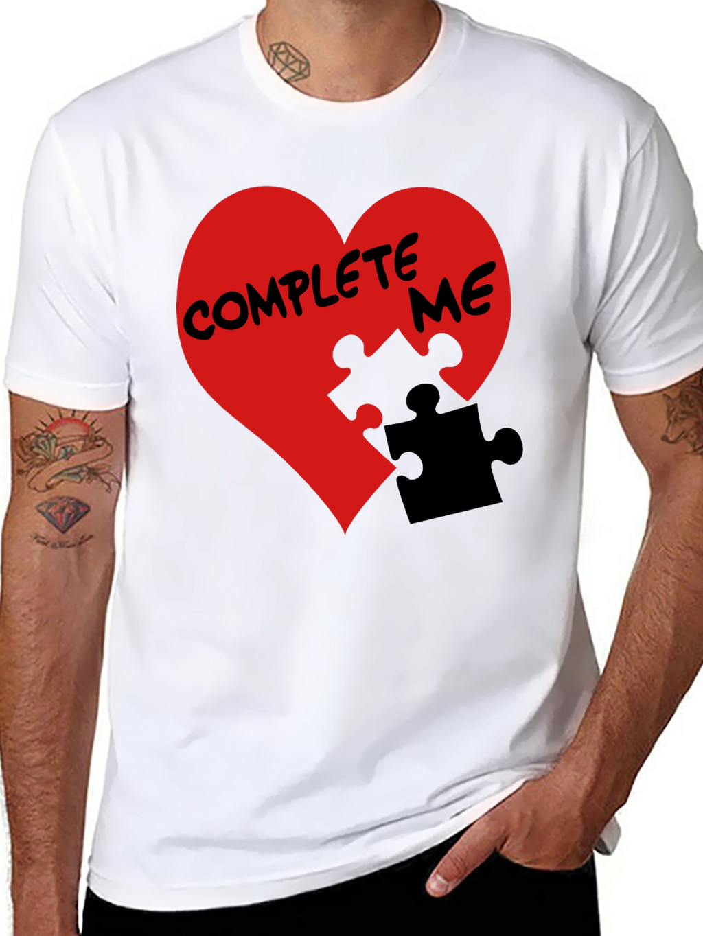 Complete Me Heart Puzzle Piece Graphic Tee