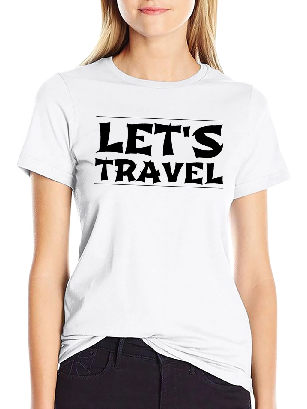 Lets Travel Black Graphic Tee - Adventure Awaits