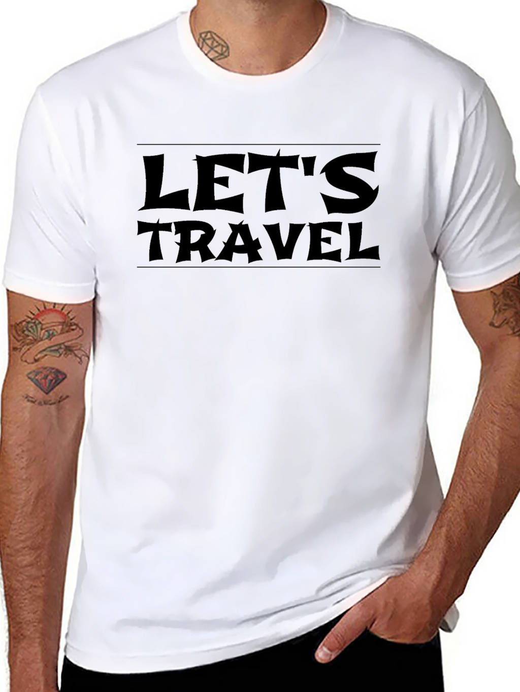Lets Travel Black Graphic Tee - Adventure Awaits