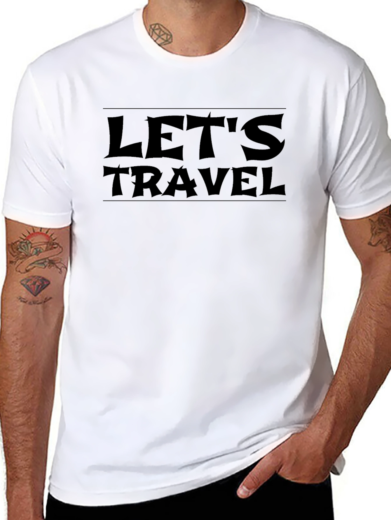 Lets Travel Black Graphic Tee - Adventure Awaits