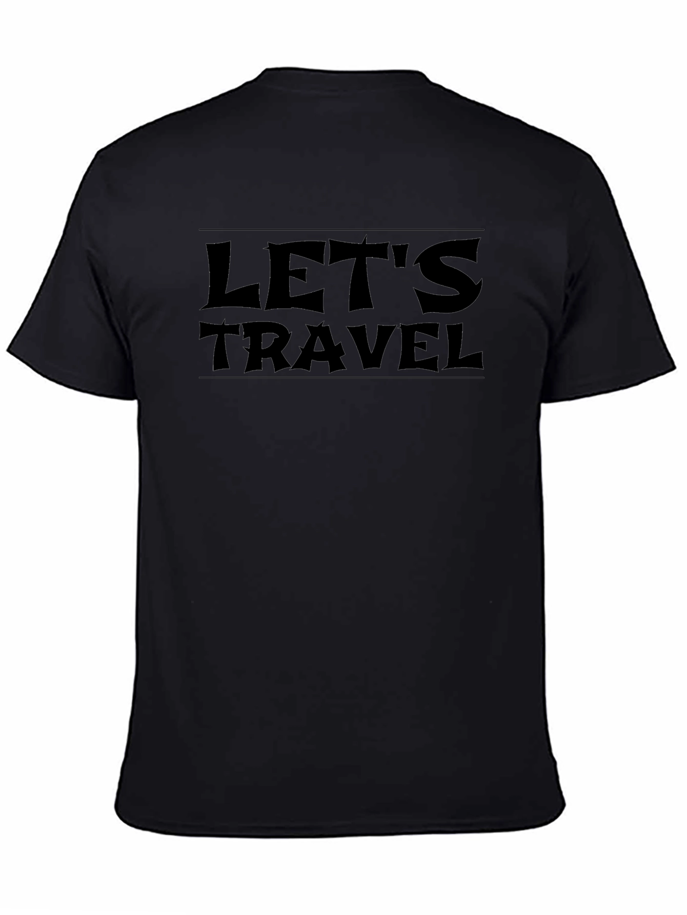Lets Travel Black Graphic Tee - Adventure Awaits