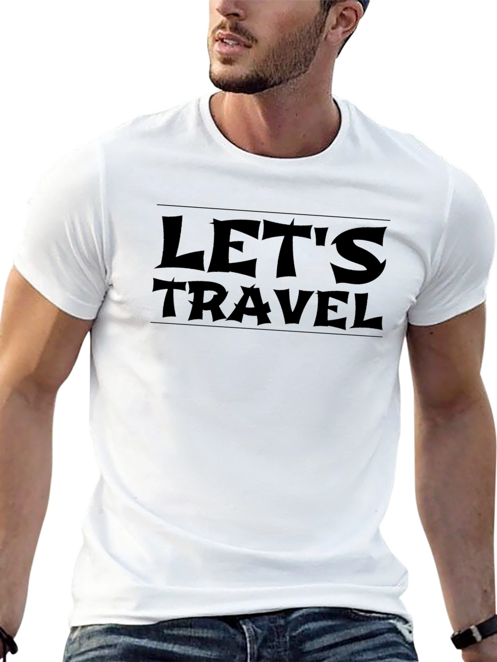 Lets Travel Black Graphic Tee - Adventure Awaits