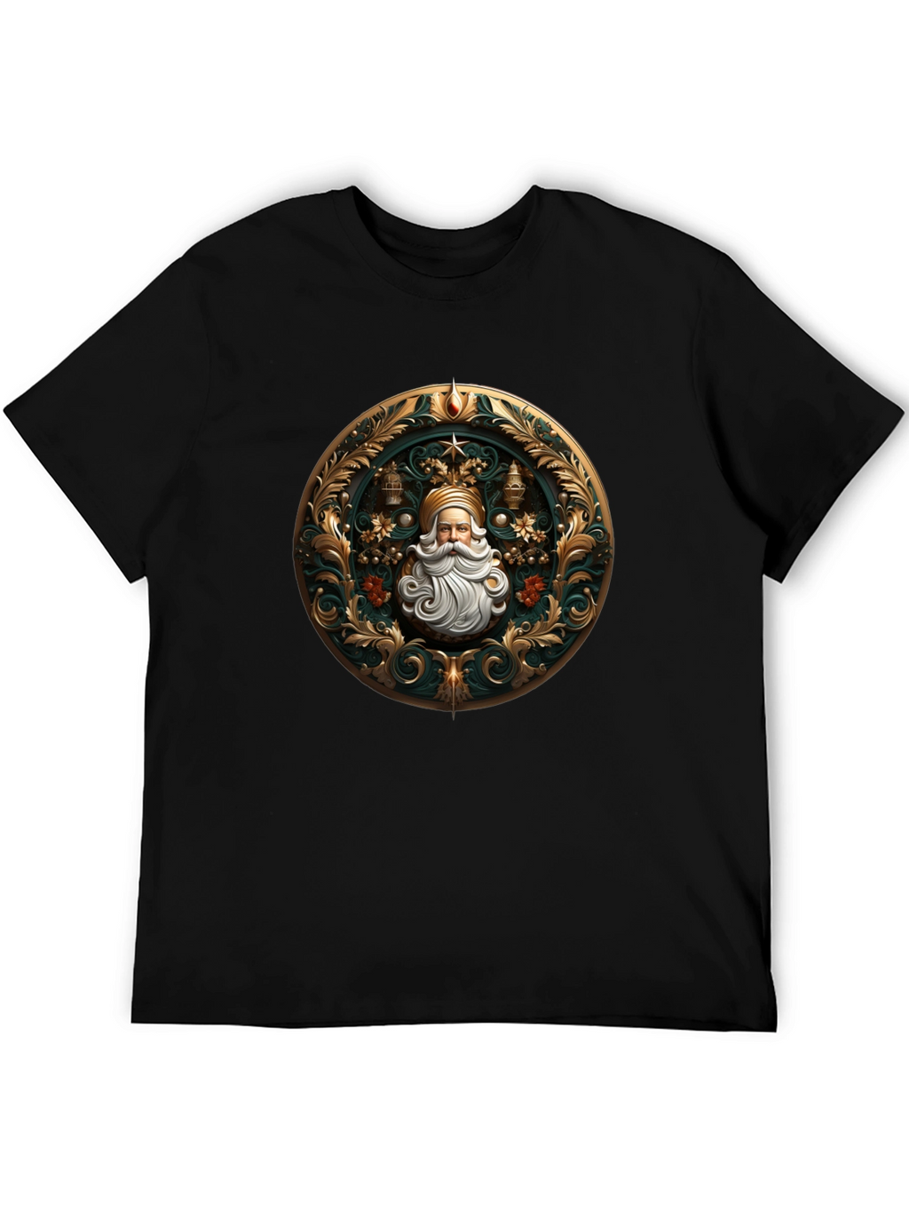Ornate Santa Claus Graphic Tee - Holiday Style