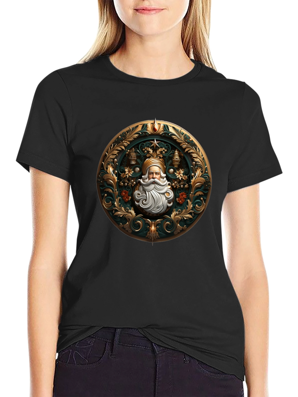 Ornate Santa Claus Graphic Tee - Holiday Style