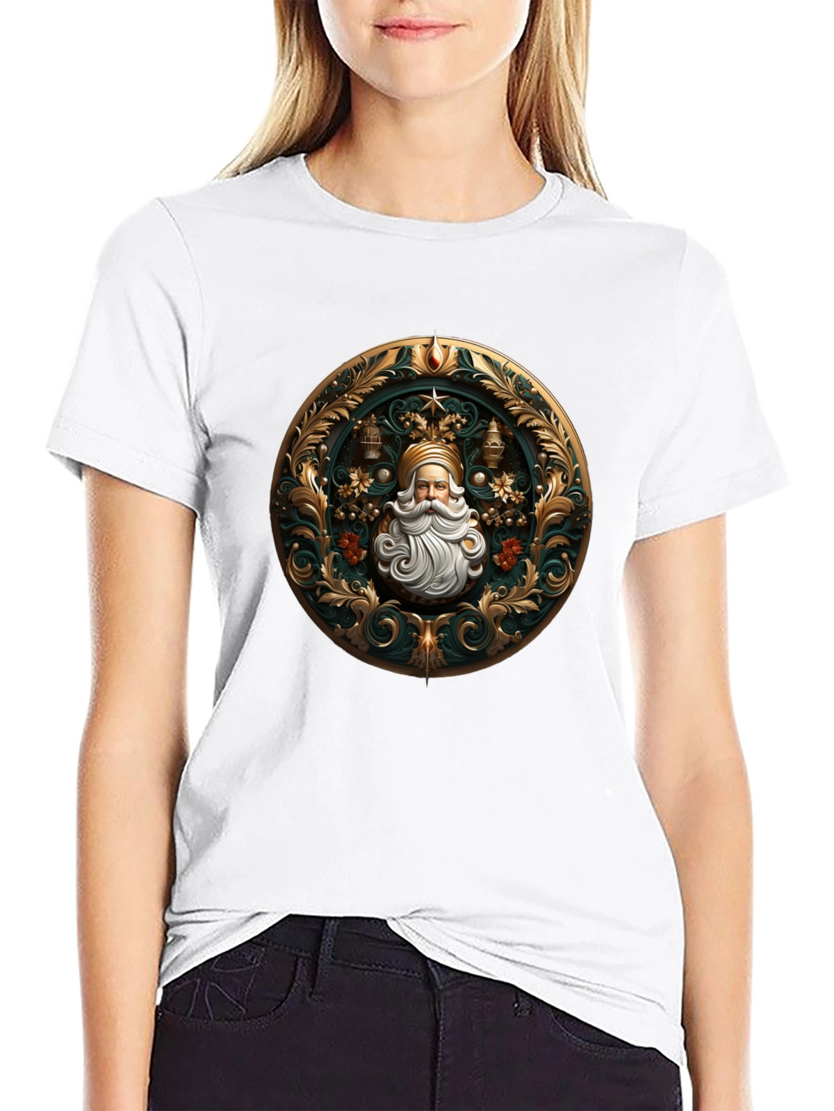 Ornate Santa Claus Graphic Tee - Holiday Style