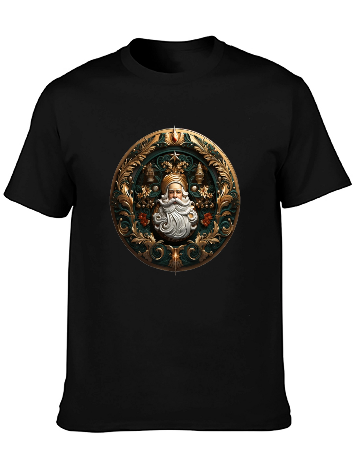 Ornate Santa Claus Graphic Tee - Holiday Style