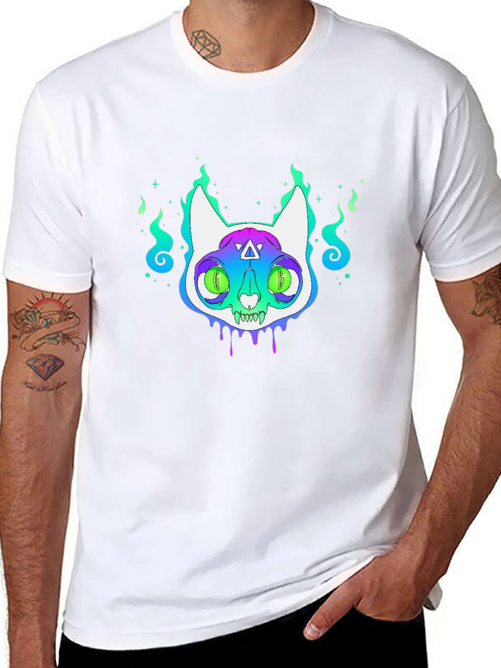 Mystic Cat Graphic Tee - Unisex Black T-Shirt