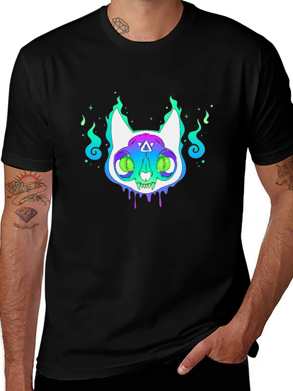 Mystic Cat Graphic Tee - Unisex Black T-Shirt