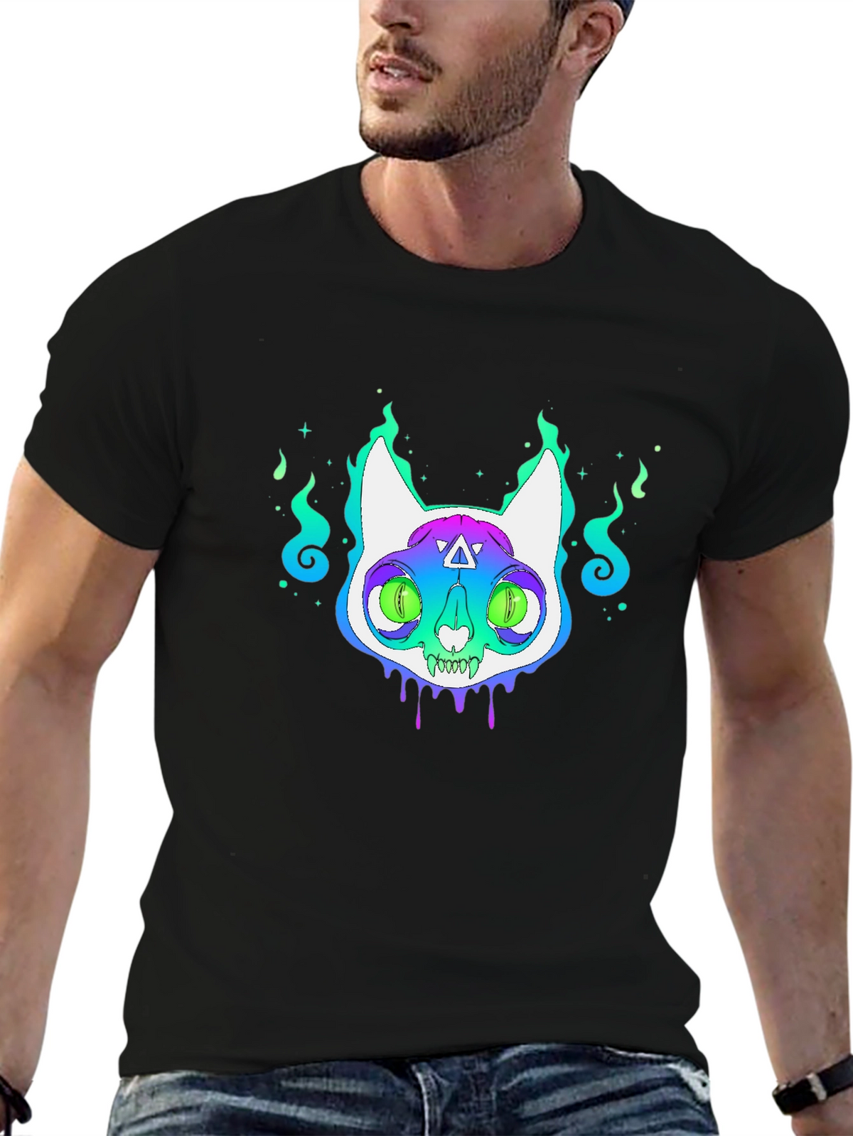 Mystic Cat Graphic Tee - Unisex Black T-Shirt