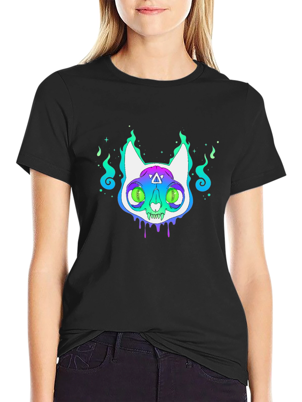 Mystic Cat Graphic Tee - Unisex Black T-Shirt