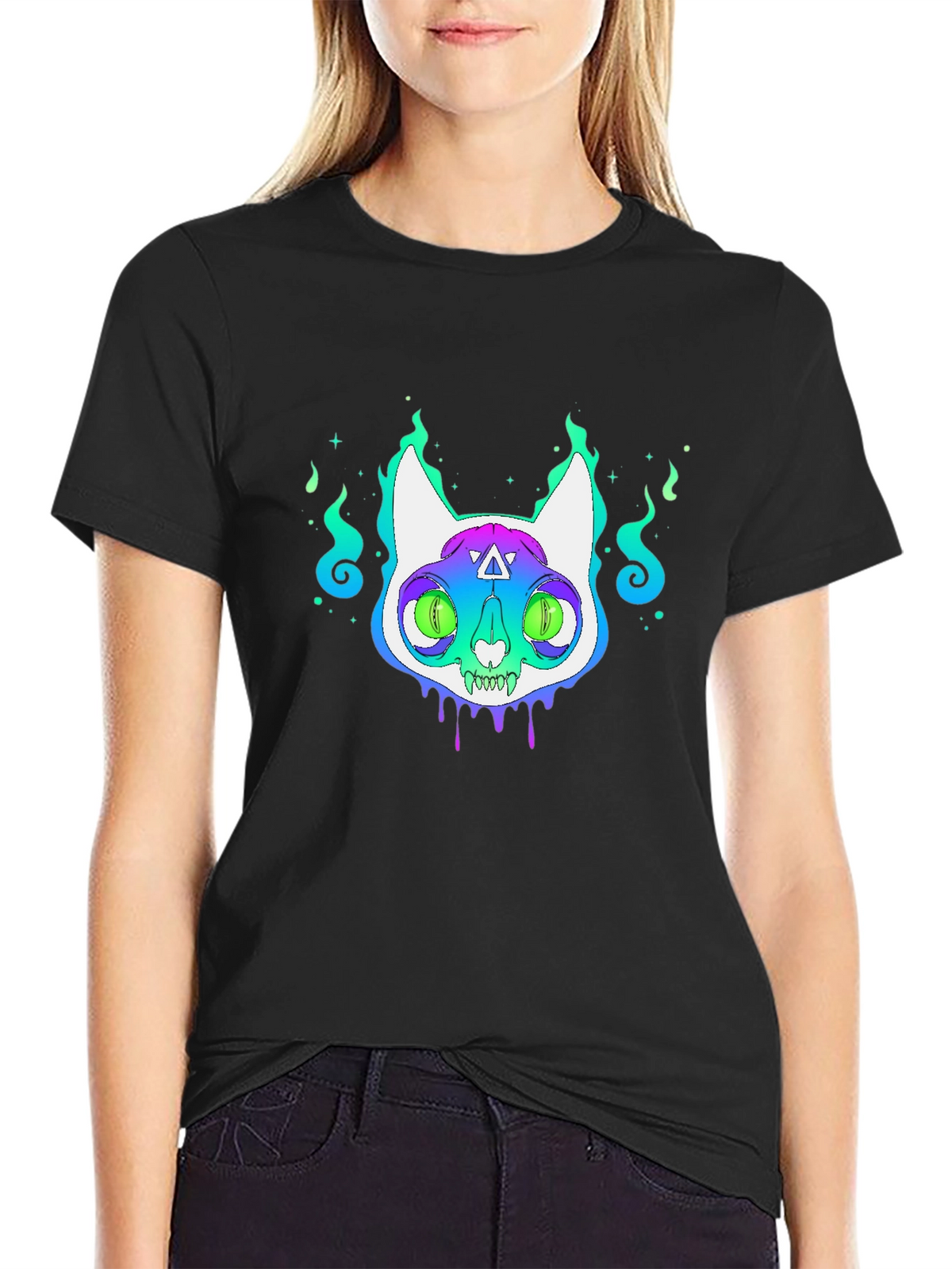 Mystic Cat Graphic Tee - Unisex Black T-Shirt