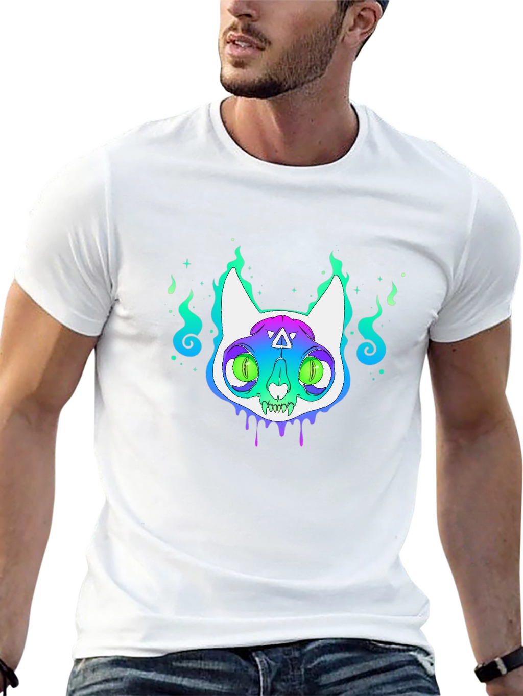 Mystic Cat Graphic Tee - Unisex Black T-Shirt