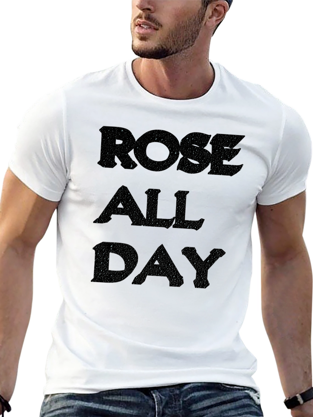 Rose All Day Mens Black Graphic Tee