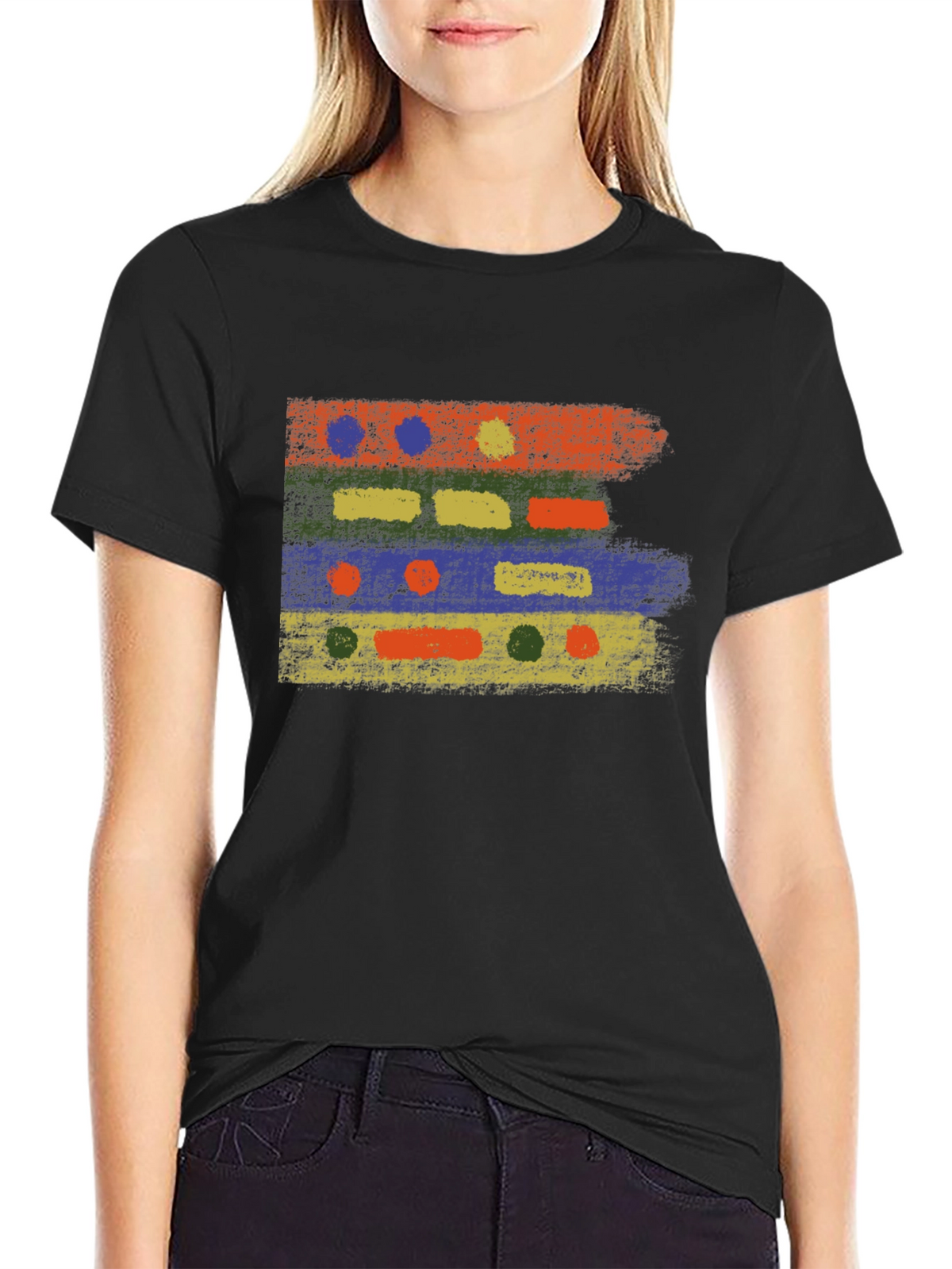 Abstract Stripe Crew Neck Tee