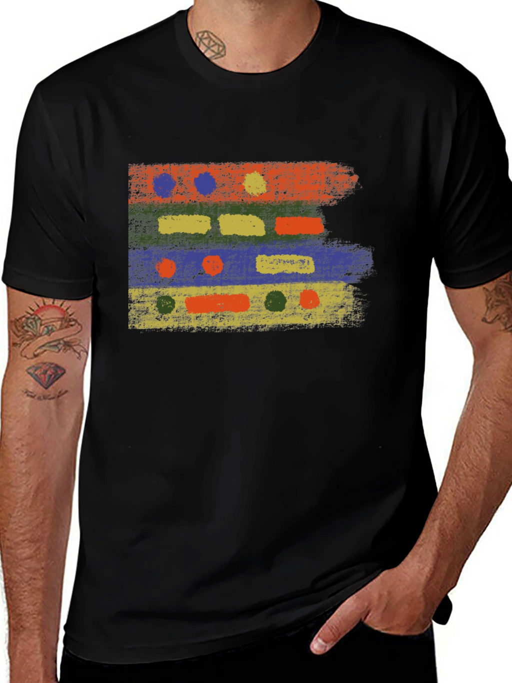 Abstract Stripe Crew Neck Tee