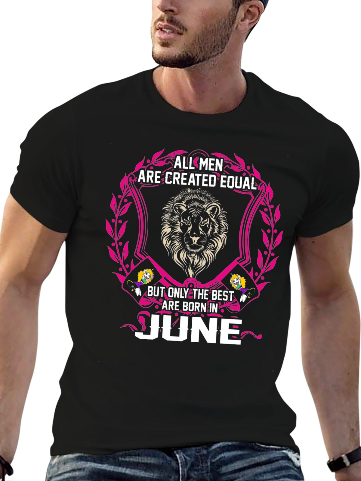 Born in June Mens T-Shirt - Lion Design
