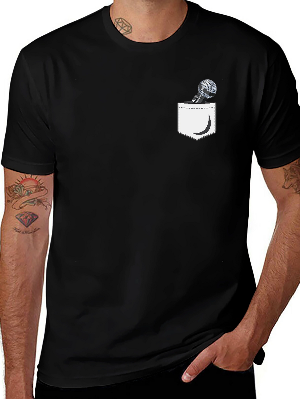 Microphone Pocket Graphic Tee - Black